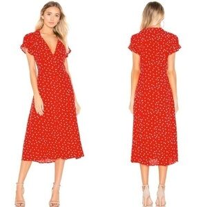 Privacy Please Cruz Midi Dress in Red & Ivory